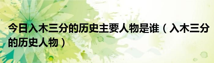 今日入木三分的历史主要人物是谁（入木三分的历史人物）