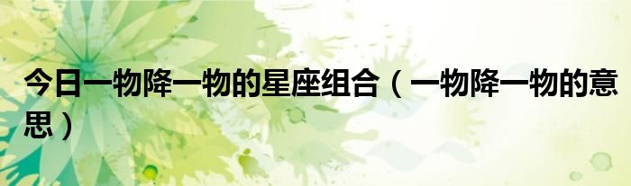 今日一物降一物的星座组合（一物降一物的意思）