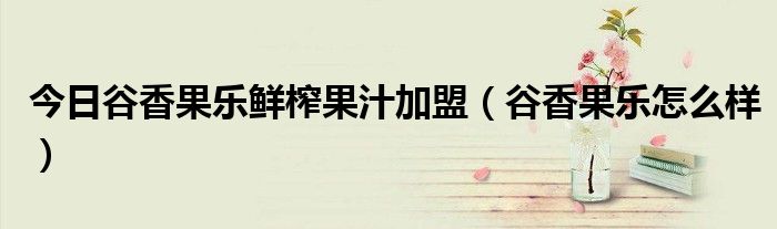 今日谷香果乐鲜榨果汁加盟（谷香果乐怎么样）