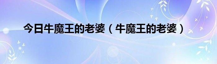 今日牛魔王的老婆（牛魔王的老婆）