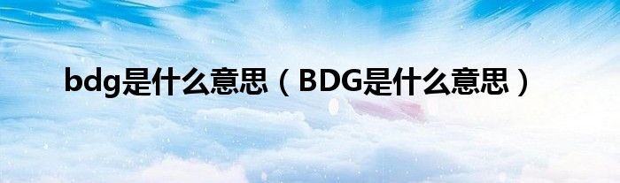 bdg是什么意思（BDG是什么意思）