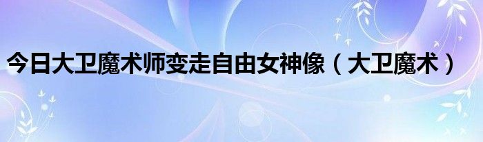 今日大卫魔术师变走自由女神像（大卫魔术）