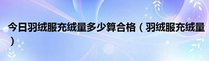 今日羽绒服充绒量多少算合格（羽绒服充绒量）