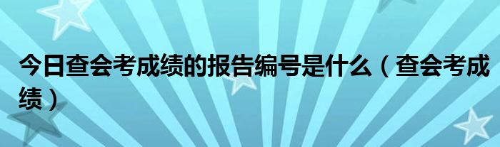 今日查会考成绩的报告编号是什么（查会考成绩）