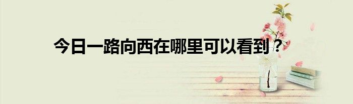 今日一路向西在哪里可以看到？