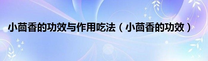小茴香的功效与作用吃法（小茴香的功效）