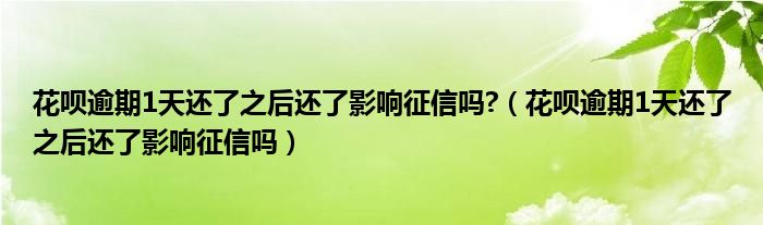 花呗逾期1天还了之后还了影响征信吗?（花呗逾期1天还了之后还了影响征信吗）