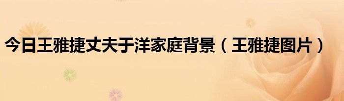 今日王雅捷丈夫于洋家庭背景（王雅捷图片）