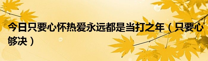 今日只要心怀热爱永远都是当打之年（只要心够决）