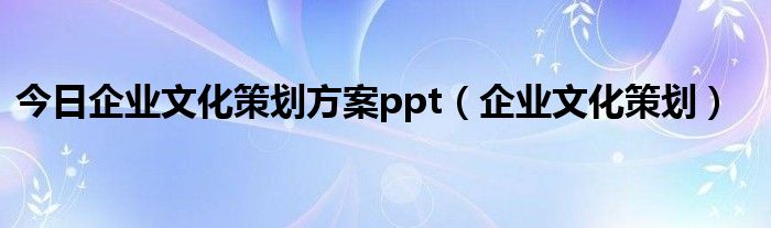 今日企业文化策划方案ppt（企业文化策划）