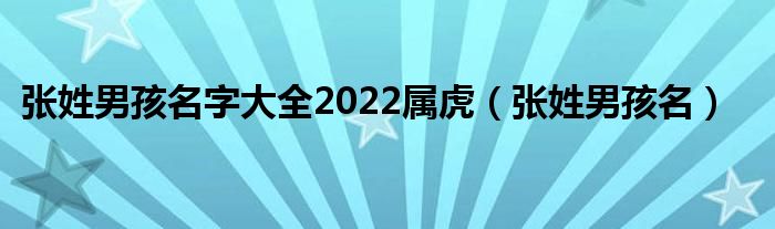 张姓男孩名字大全2022属虎（张姓男孩名）