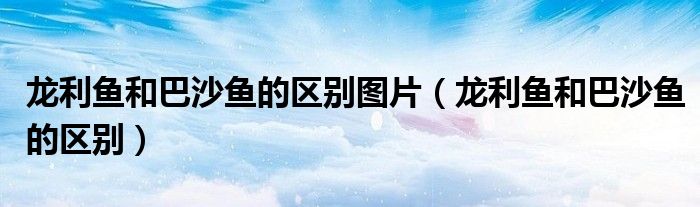 龙利鱼和巴沙鱼的区别图片（龙利鱼和巴沙鱼的区别）