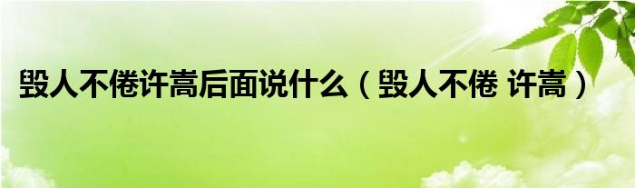毁人不倦许嵩后面说什么（毁人不倦 许嵩）