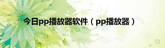 今日pp播放器软件（pp播放器）