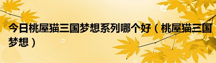 今日桃屋猫三国梦想系列哪个好（桃屋猫三国梦想）
