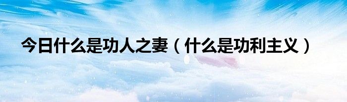 今日什么是功人之妻（什么是功利主义）