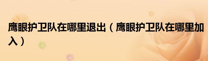 鹰眼护卫队在哪里退出（鹰眼护卫队在哪里加入）