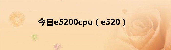 今日e5200cpu（e520）