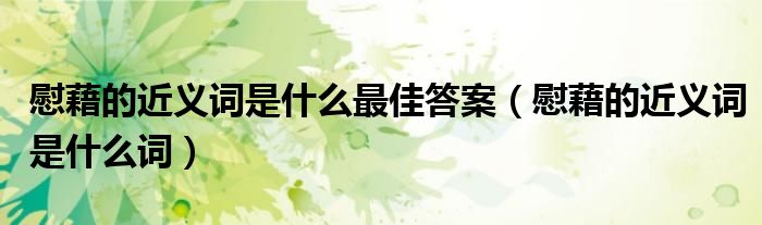 慰藉的近义词是什么最佳答案（慰藉的近义词是什么词）