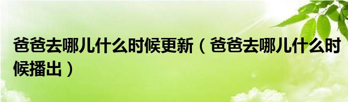爸爸去哪儿什么时候更新（爸爸去哪儿什么时候播出）