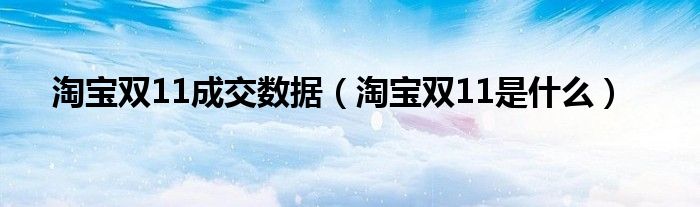 淘宝双11成交数据（淘宝双11是什么）