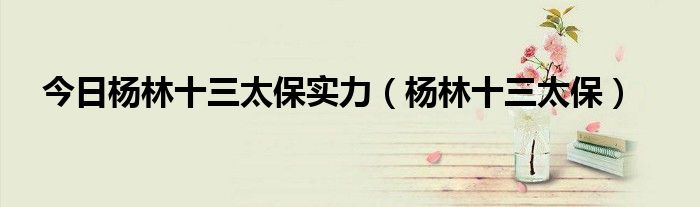 今日杨林十三太保实力（杨林十三太保）