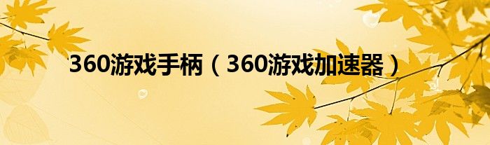 360游戏手柄（360游戏加速器）