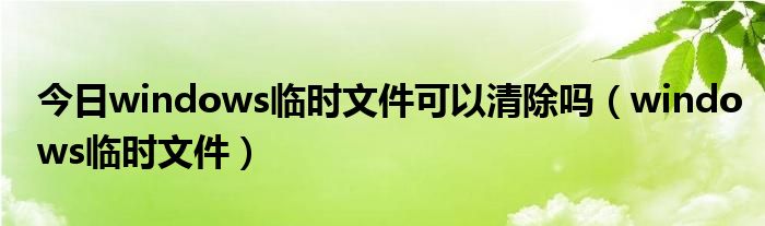 今日windows临时文件可以清除吗（windows临时文件）
