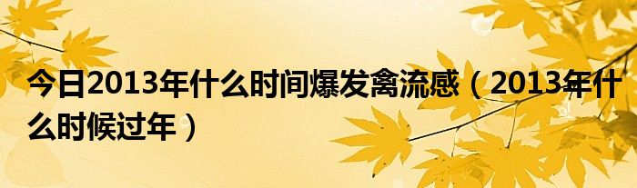 今日2013年什么时间爆发禽流感（2013年什么时候过年）