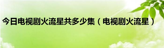 今日电视剧火流星共多少集（电视剧火流星）