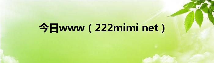 今日www（222mimi net）