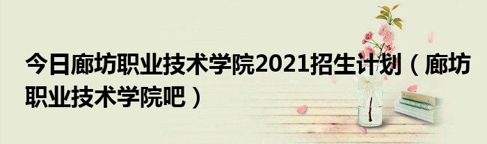 今日廊坊职业技术学院2021招生计划（廊坊职业技术学院吧）