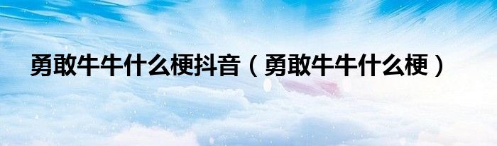 勇敢牛牛什么梗抖音（勇敢牛牛什么梗）