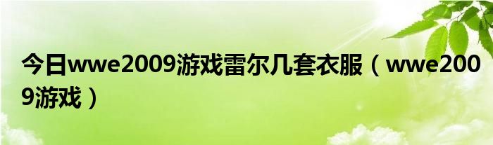 今日wwe2009游戏雷尔几套衣服（wwe2009游戏）