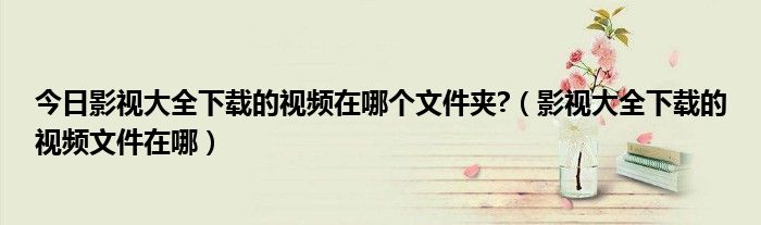 今日影视大全下载的视频在哪个文件夹?（影视大全下载的视频文件在哪）