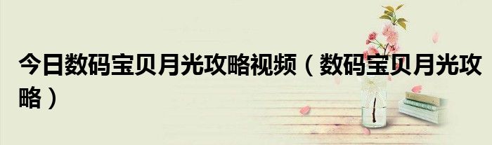今日数码宝贝月光攻略视频（数码宝贝月光攻略）