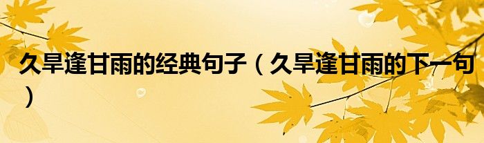 久旱逢甘雨的经典句子（久旱逢甘雨的下一句）