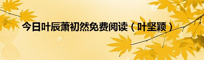 今日叶辰萧初然免费阅读（叶坚颖）