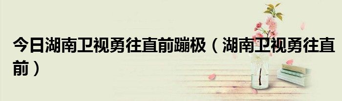 今日湖南卫视勇往直前蹦极（湖南卫视勇往直前）