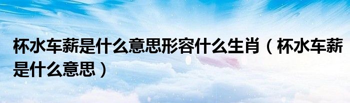 杯水车薪是什么意思形容什么生肖（杯水车薪是什么意思）