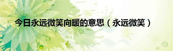 今日永远微笑向暖的意思（永远微笑）