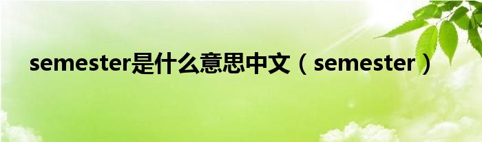 semester是什么意思中文（semester）