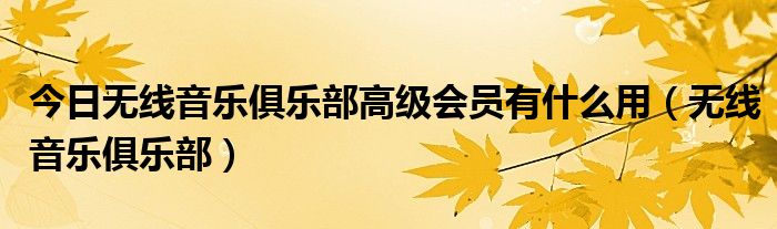 今日无线音乐俱乐部高级会员有什么用（无线音乐俱乐部）