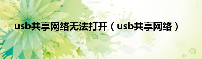 usb共享网络无法打开（usb共享网络）