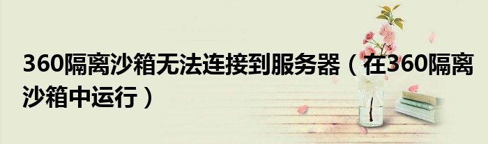 360隔离沙箱无法连接到服务器（在360隔离沙箱中运行）