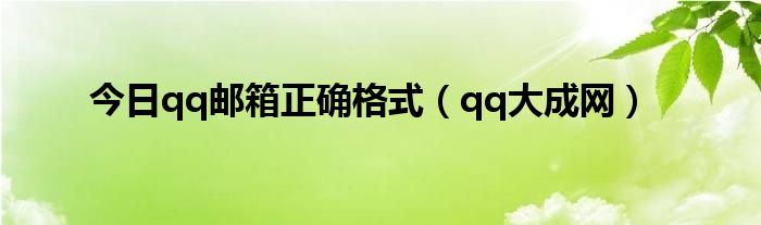 今日qq邮箱正确格式（qq大成网）