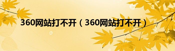 360网站打不开（360网站打不开）