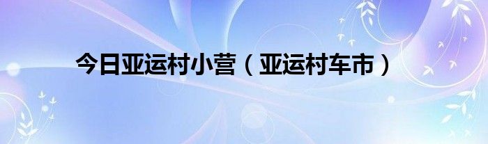 今日亚运村小营（亚运村车市）