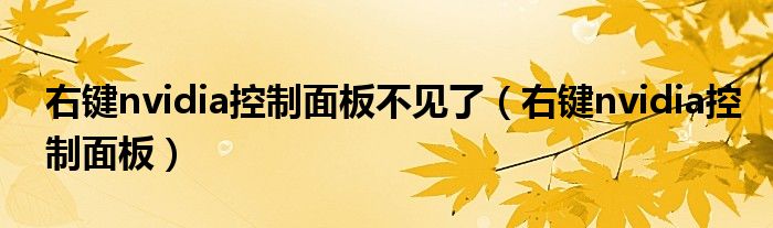 右键nvidia控制面板不见了（右键nvidia控制面板）