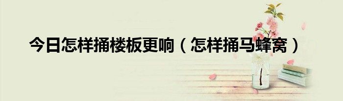 今日怎样捅楼板更响（怎样捅马蜂窝）